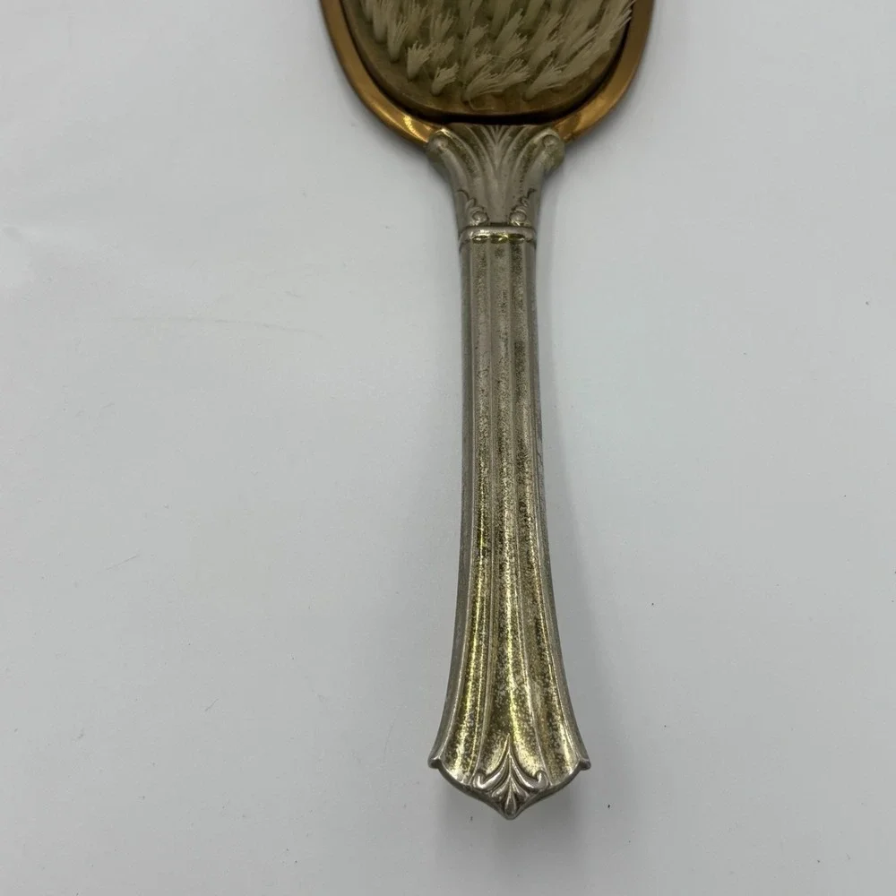 Vintage Victorian Style‎ Vanity Hand Mirror And Brush Set Silver and Gold Tone